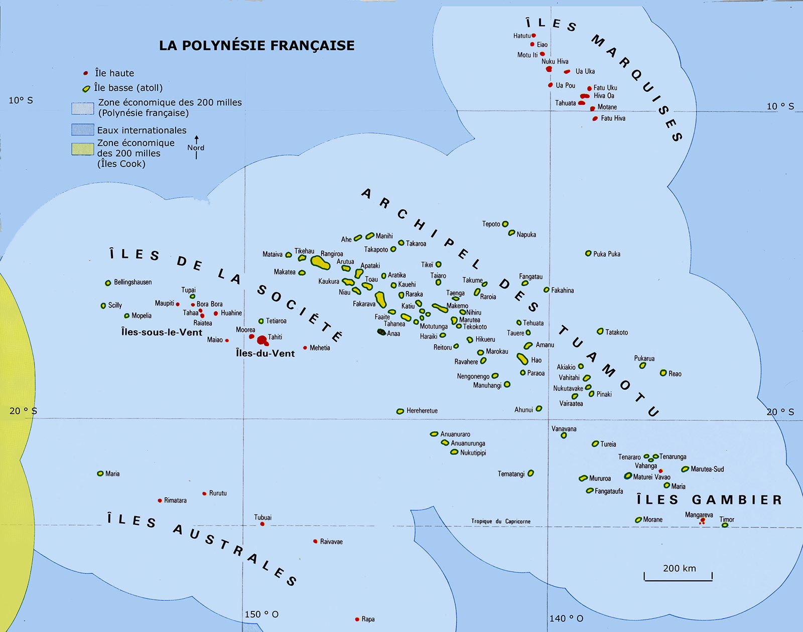 Polynésie française - Carte des îles et archipels