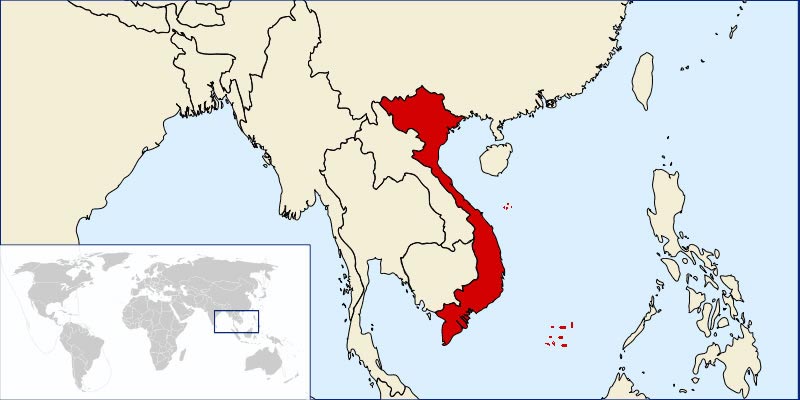 Le Vietnam sur la carte du monde
