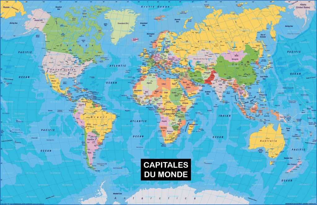 Carte du monde - Noms des Capitales