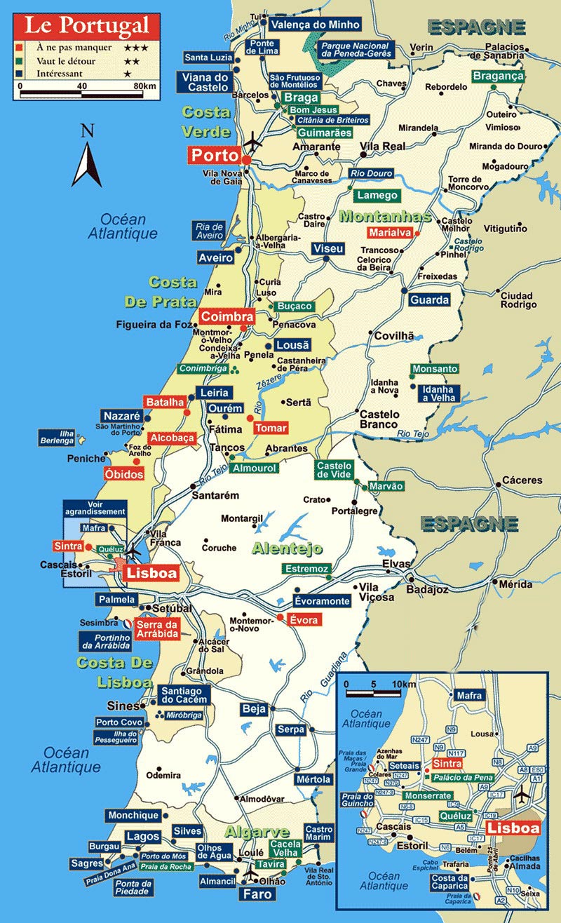 Carte touristique du portugal