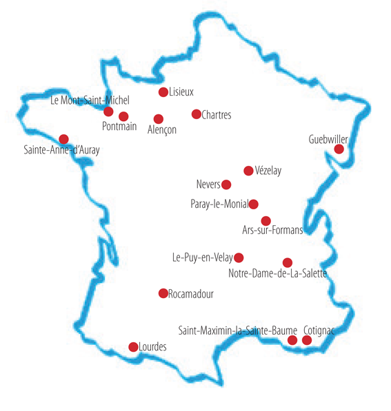 Carte des Villes sanctuaires en France