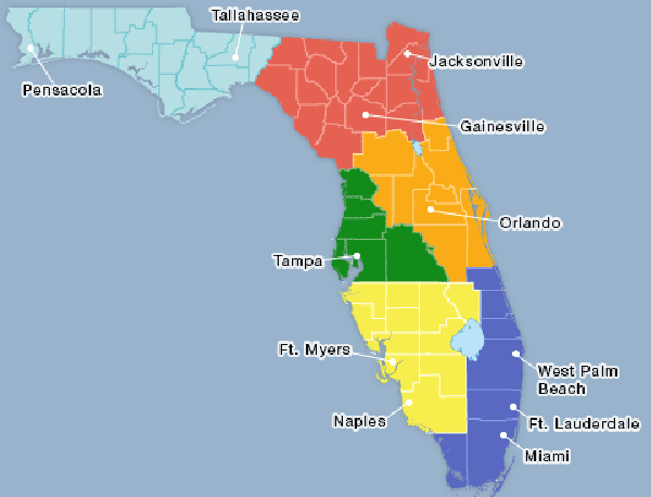 Carte géographique de la Floride