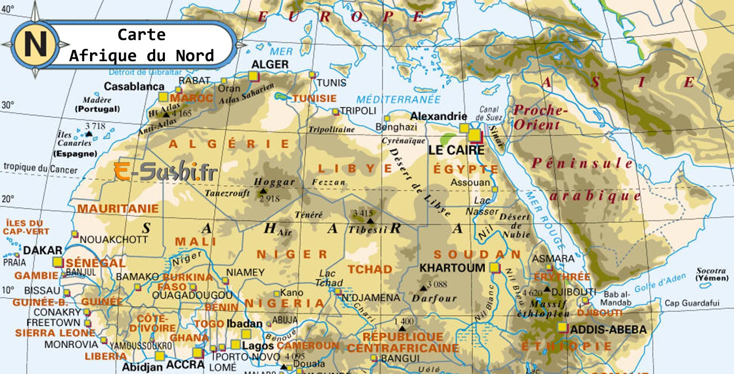 Carte Afrique du Nord