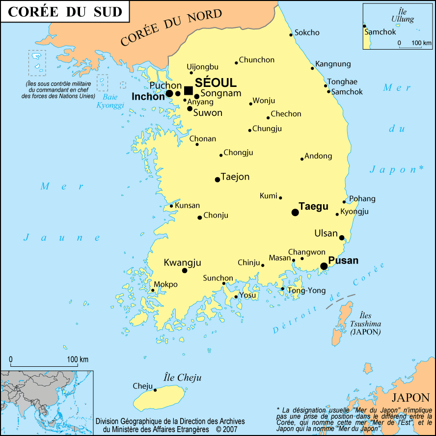 carte de corée du sud