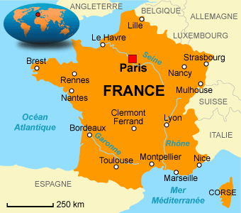 Paris sur la carte de France