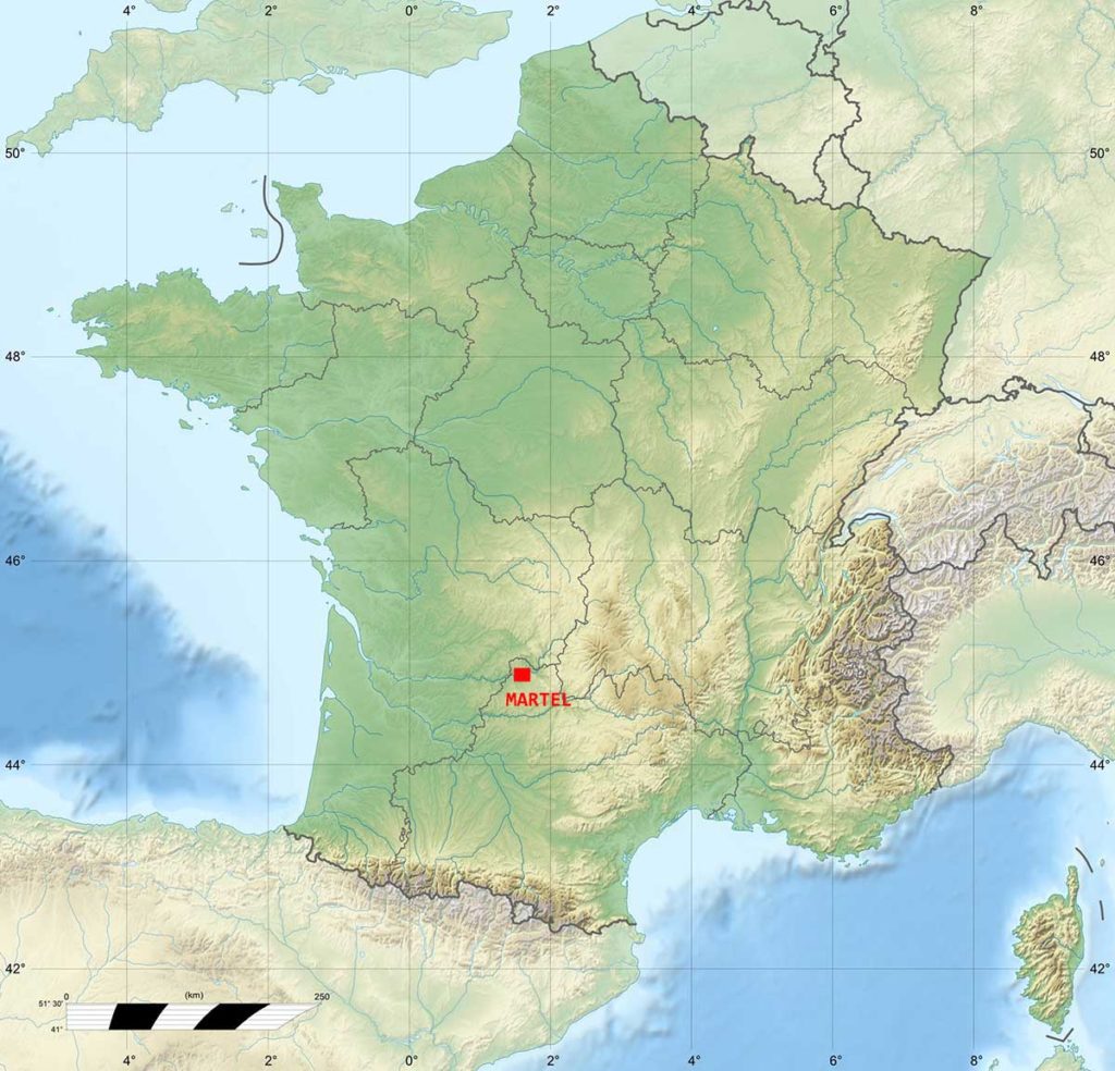 Martel sur la carte de France