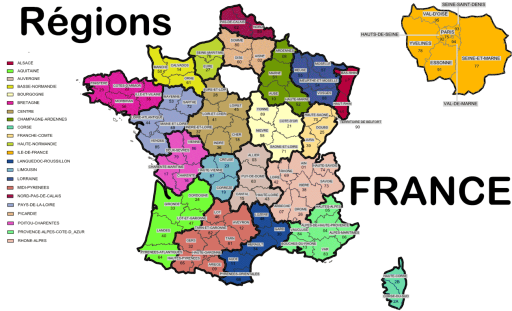 Carte des régions de France