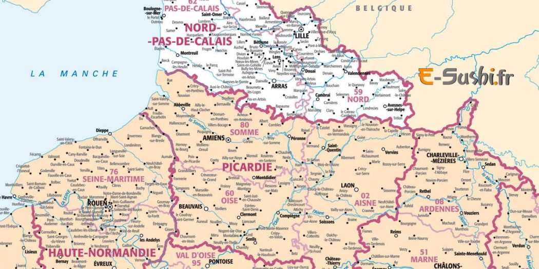 Carte de France Nord détaillée