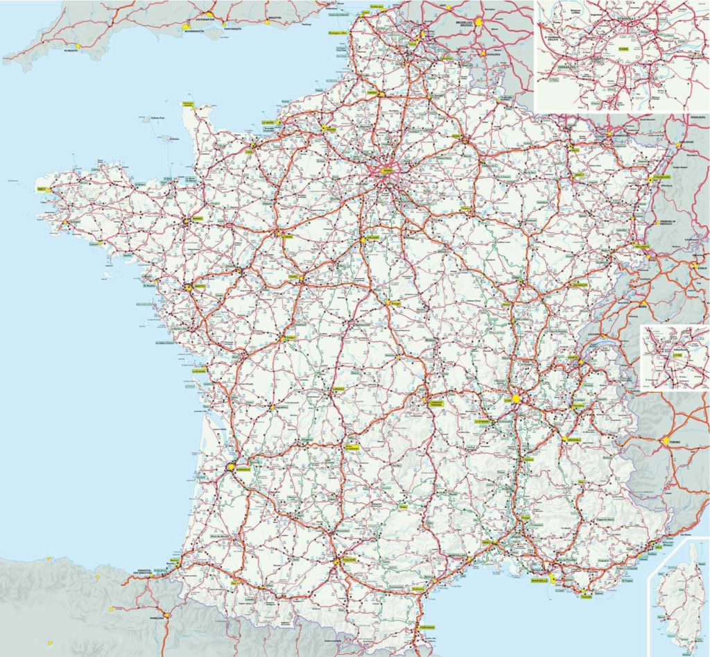 Carte de France routière - Grand itinéraires