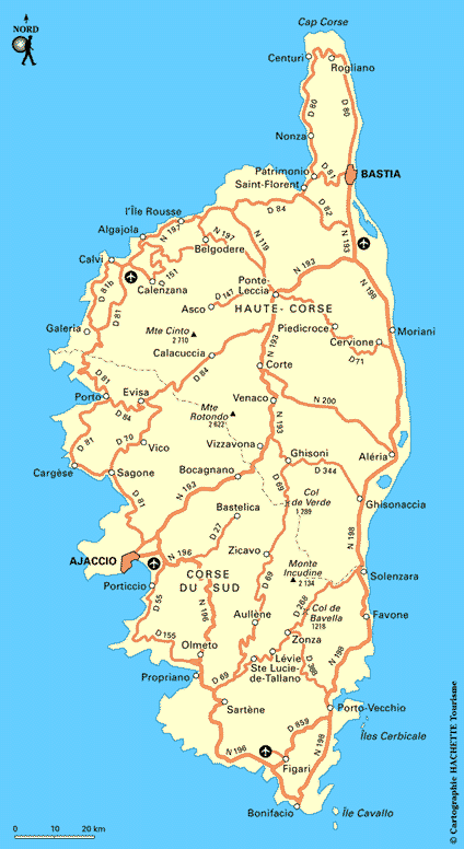Carte Corse - Plan de la Corse