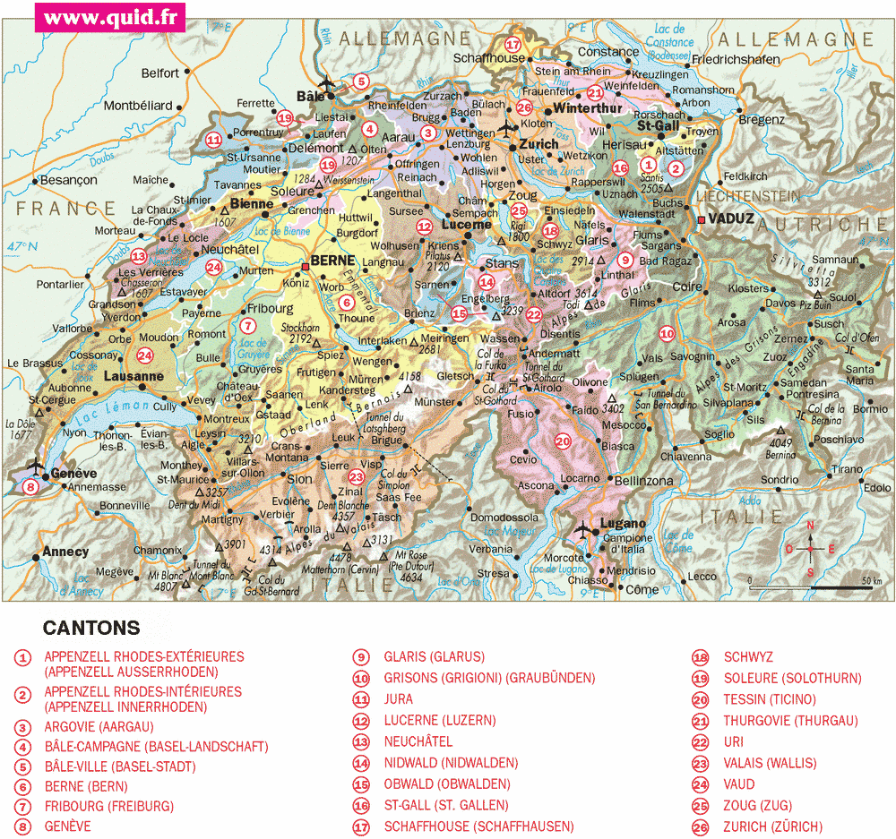 Suisse - Carte détaillée