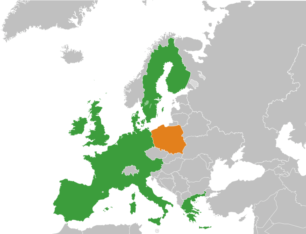 Pologne - Carte Union Européenne