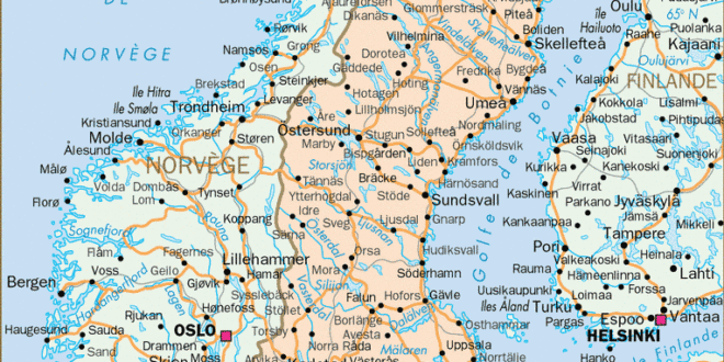 Carte géographique de la Suède