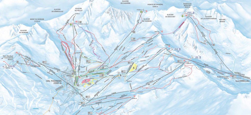 Plan de la Station de Val Thorens - Carte des pistes de ski