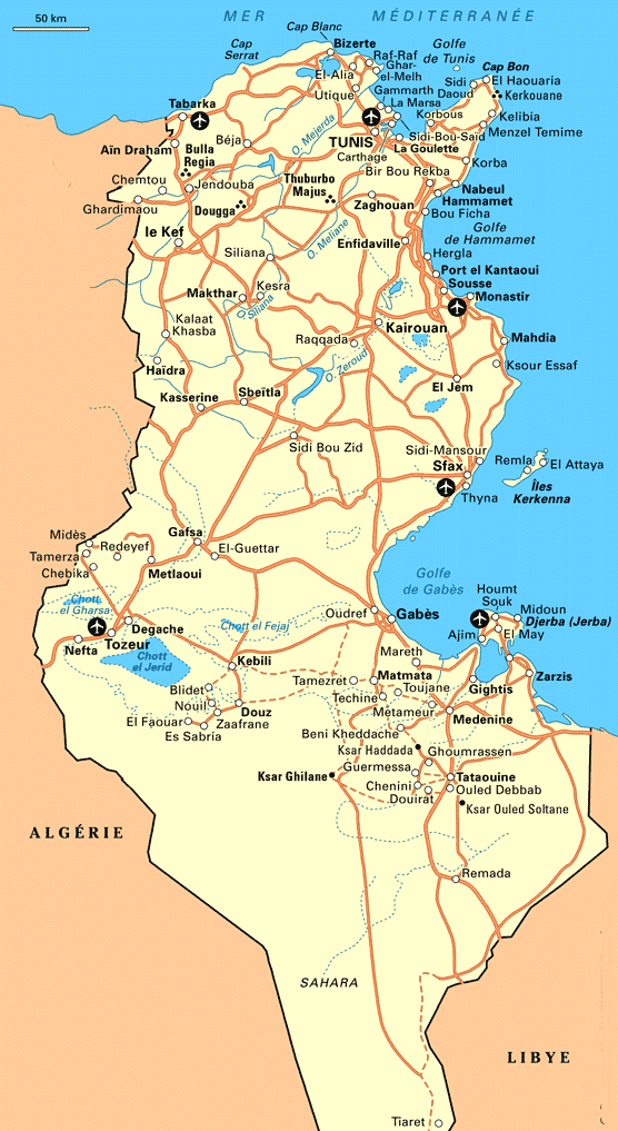 Carte de Tunisie