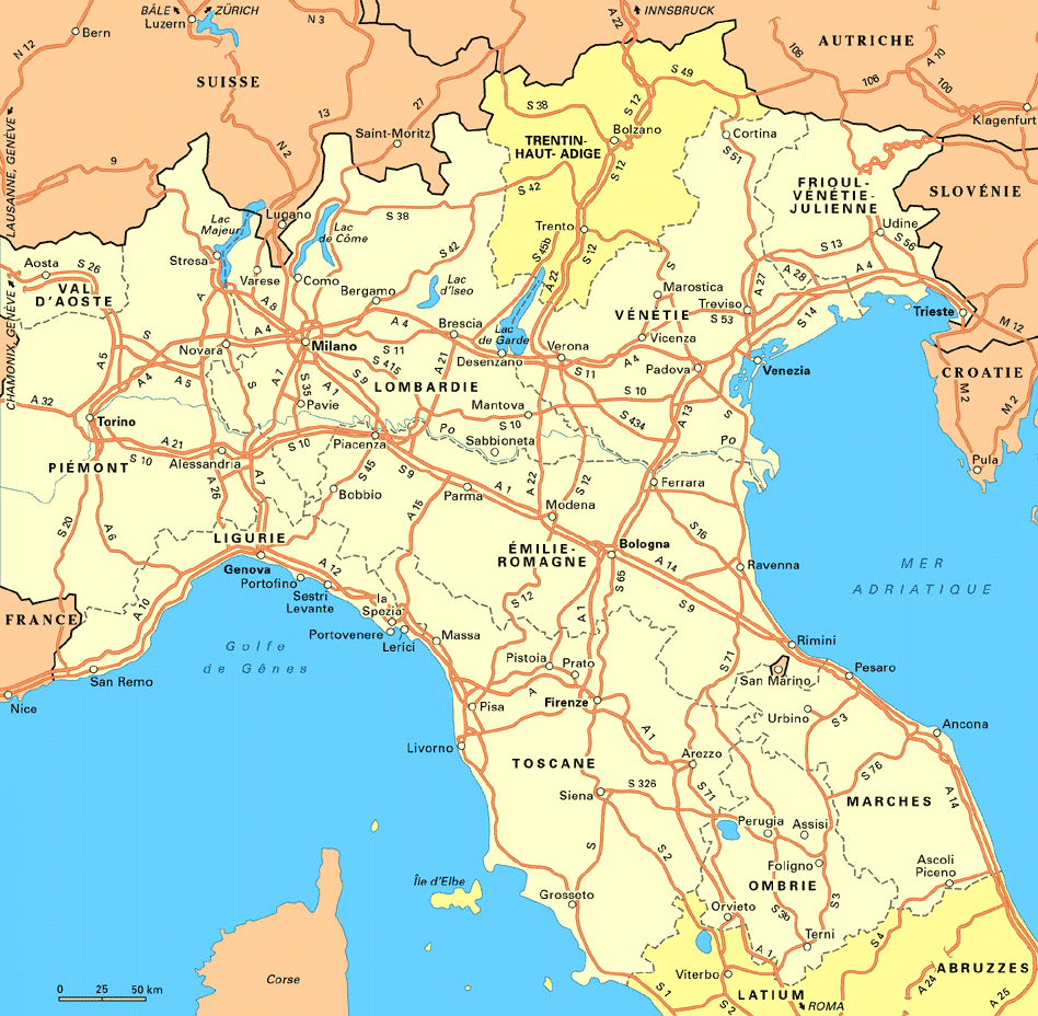 Carte Italie Nord - Plan