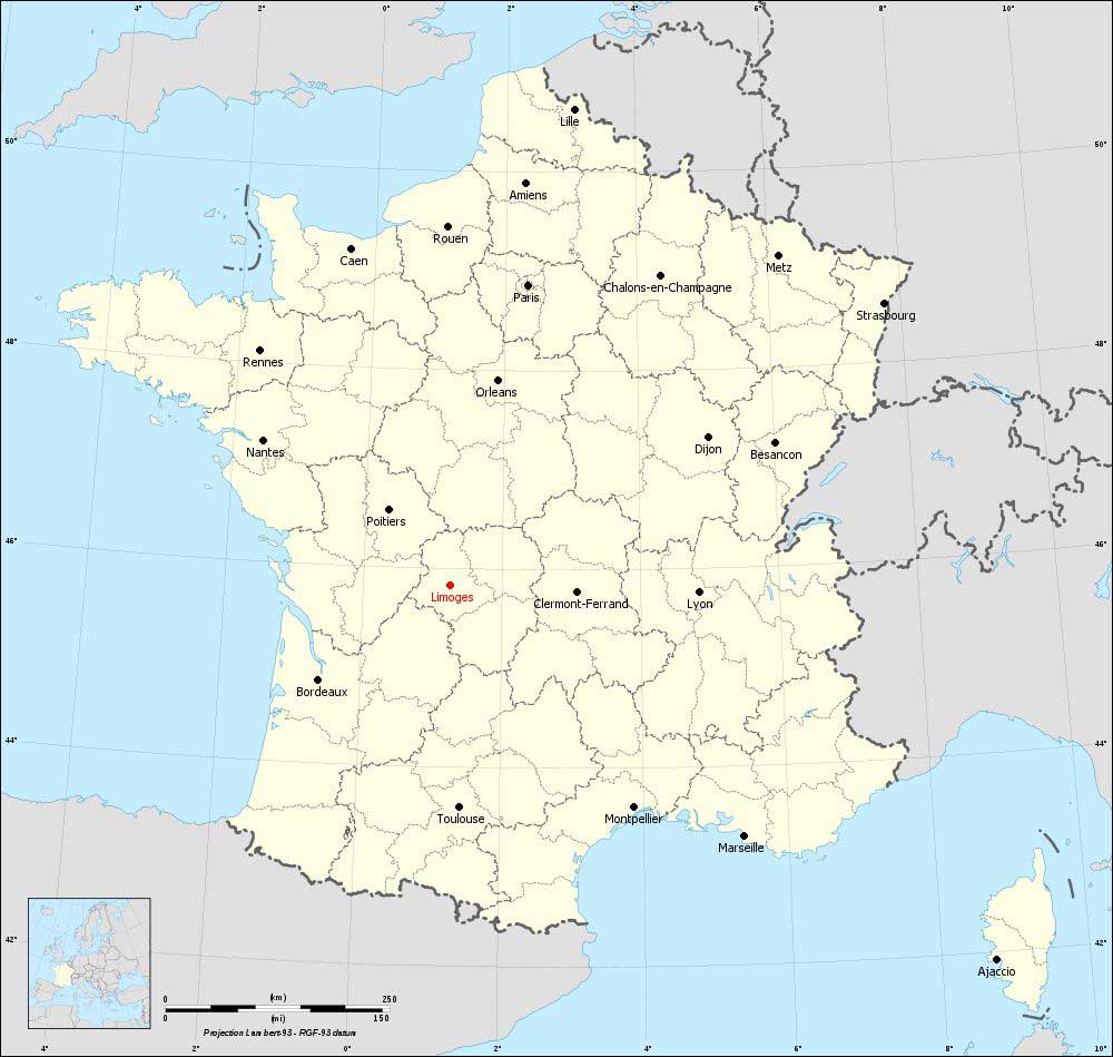 Carte de France - Limoges