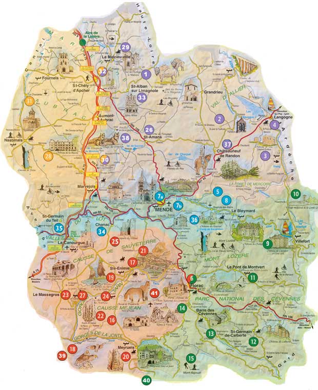 Carte touristique de la Lozère